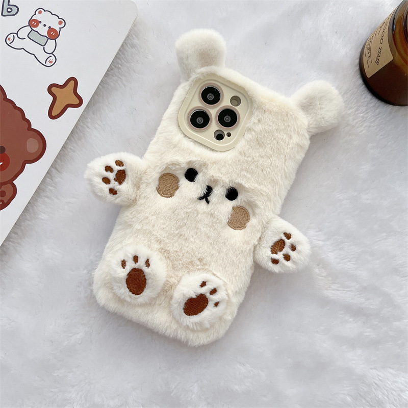 Korean 3D Cartoon Bear Fluffy  - Phone Cases Iphone 13 review and price