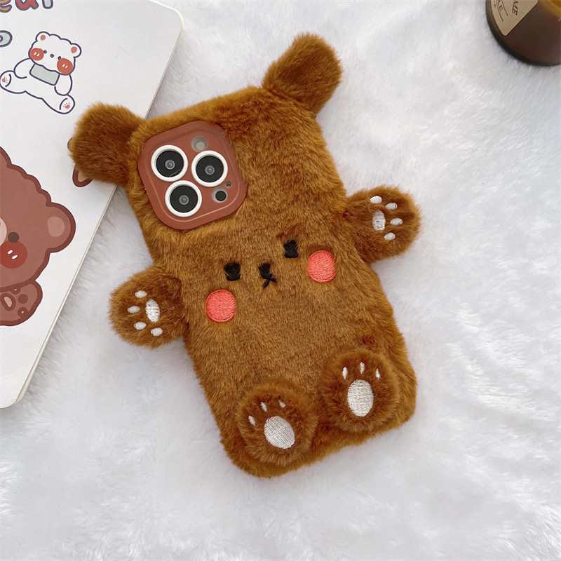 Korean 3D Cartoon Bear Fluffy  - Phone Cases Iphone 13 review and price