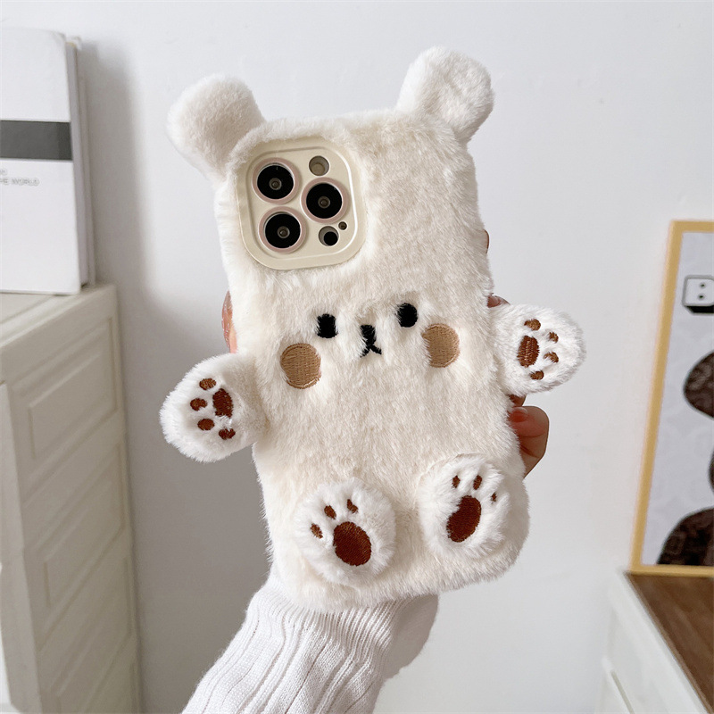 Korean 3D Cartoon Bear Fluffy  - Phone Cases Iphone 13 review and price