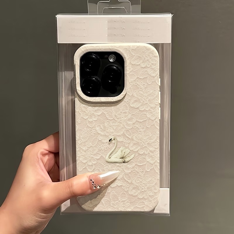 Lace Swan Pattern Lychee Textu - Phone Cases For Iphone 16 review and price